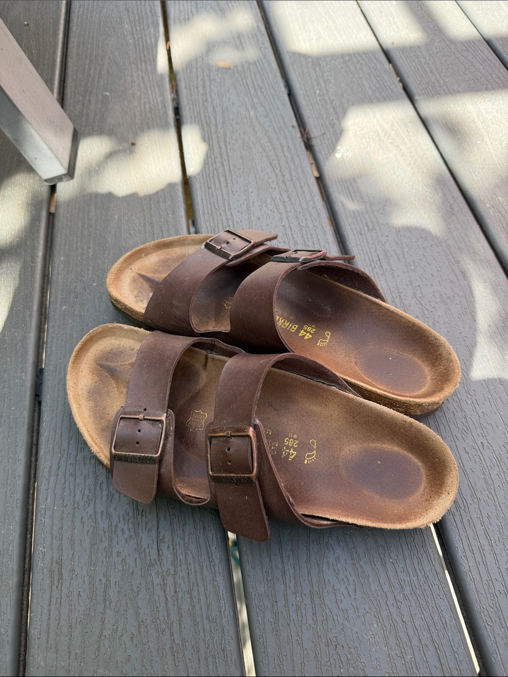 Brown Leather Two-Strap Sandals